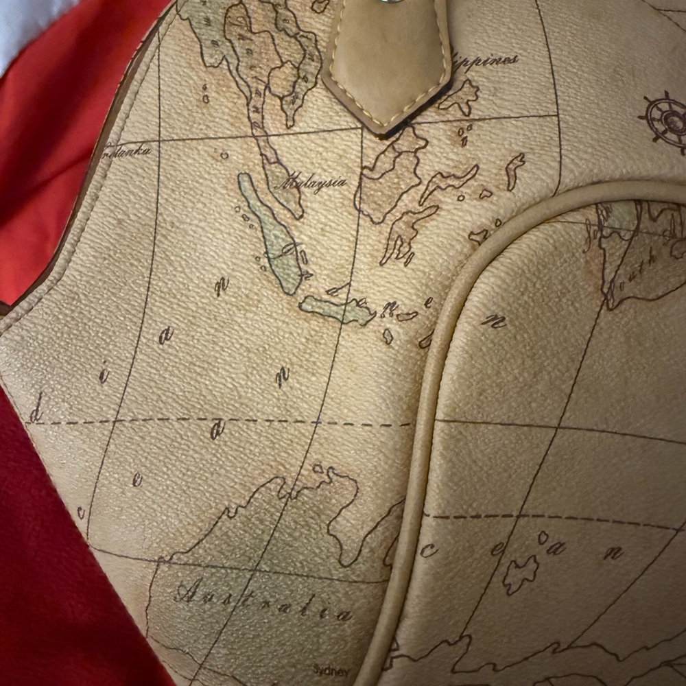 Tan Map Print Clutch - image 4